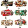 FIBO STEEL 6 Sets Multicolor Stackable Bracelets for Women Stretch Multilayered Boho Jewelry Christmas Gift Trendy Fashionable Accessories Adjustable Bangle
