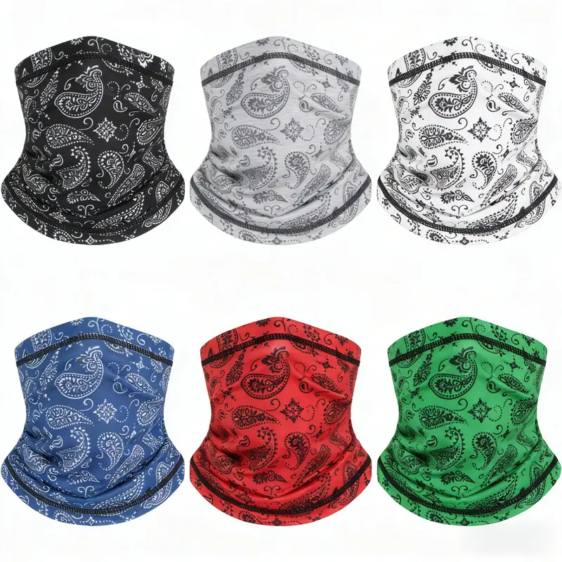Unisex 6-Pack Cotton Camouflage Neck Gaiters Face Covers - Seamless, Quick Dry, 1-Size Protective Gear, Multi-Functional Bandana Scarf Balaclava Headband, Sports & Outdoor Accessories for Adults