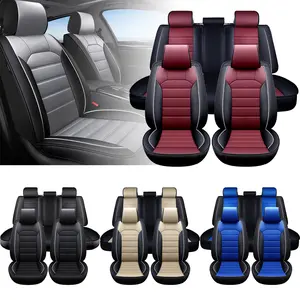 5-Seats Car Seat Covers Full Set Waterproof Faux Leather 40/60 Spilt Bench Cover Universal For Nissan /Honda /Civic /CRV /Hrv /Kia /Sorento /Toyota /Corolla /4Runner /Camry /Hyundai /Mazda (Full Set)