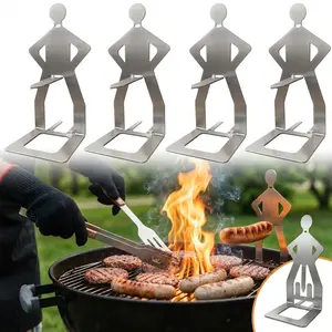 4PCS Hot Dog Grill Rack, Funny BBQ Sausage Holder Set, Perfect Gift for Men, Camping, Parties & Backyard Grilling