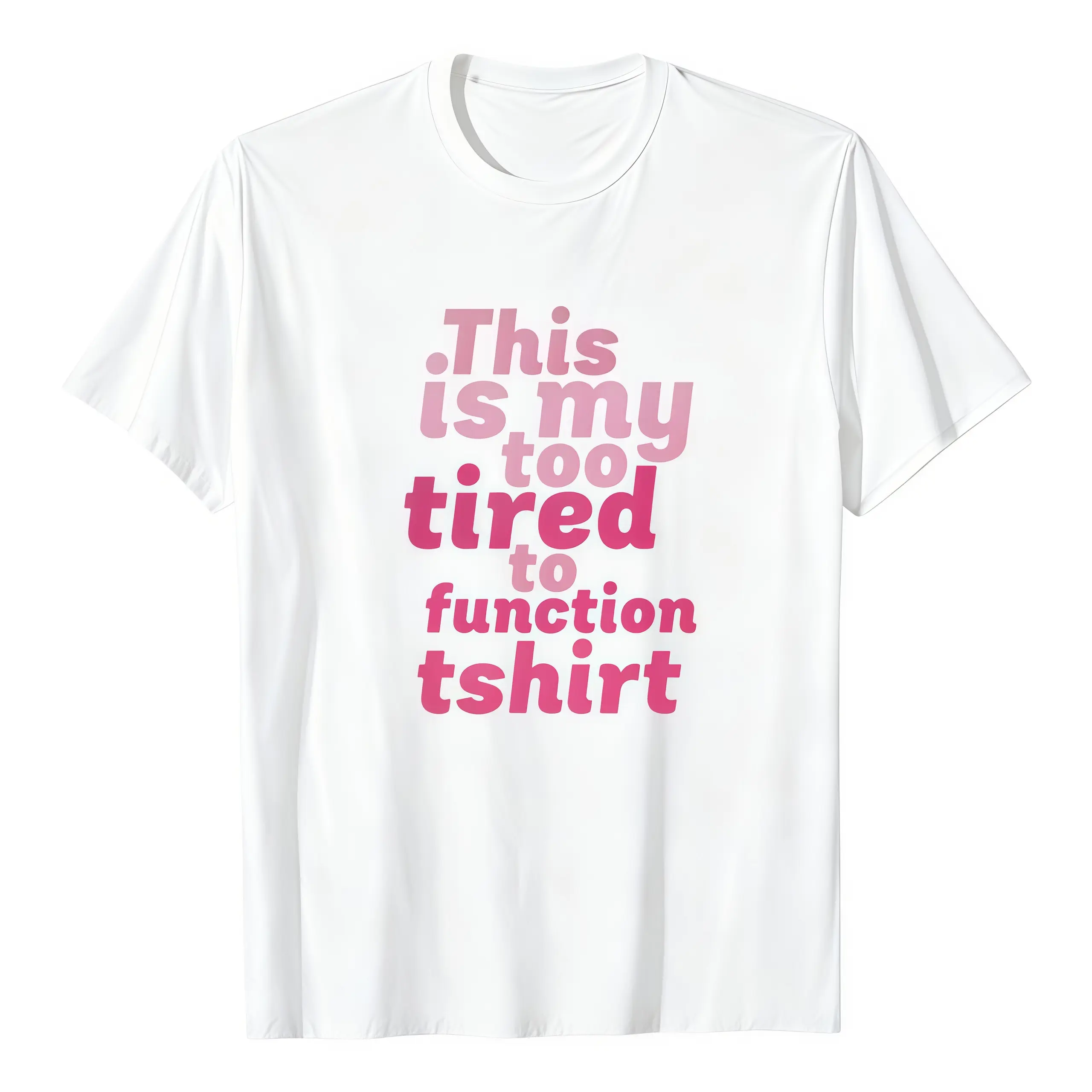 Men's Soft Cotton Loose Crew Neck Short Sleeve T-Shirt - Funny "Too Tired to Function" Gradient Slogan Quote Graphic, Vivid Print, Breathable, All Seasons Plus Size 2XL Loungewear Classic Menswear Top