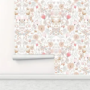 Floral Pattern Wall Sticker, 1 Roll Self-adhesive Wallpaper, Waterproof Removable Wall Decal for Living Room Kitchen Bedroom Dormitory