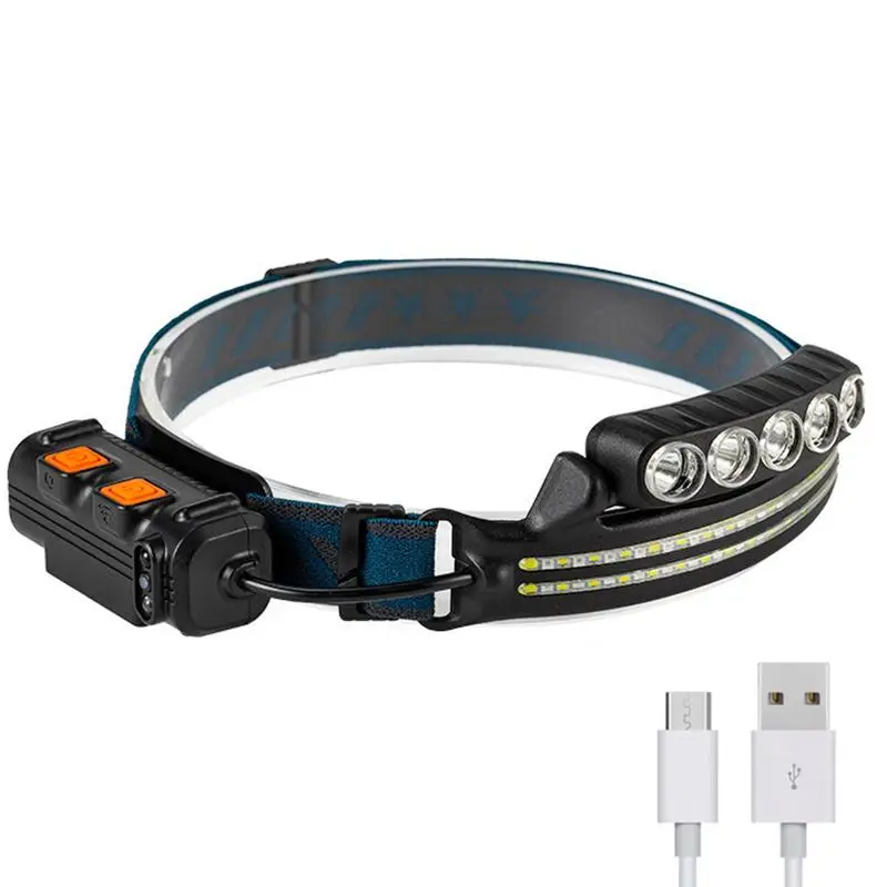 Portable Waterproof Headlight, Ultra-bright USB Rechargeable Headlamp, Waterproof COB Flashlight for Outdoor Activities, Camping, Cycling & Night Fish