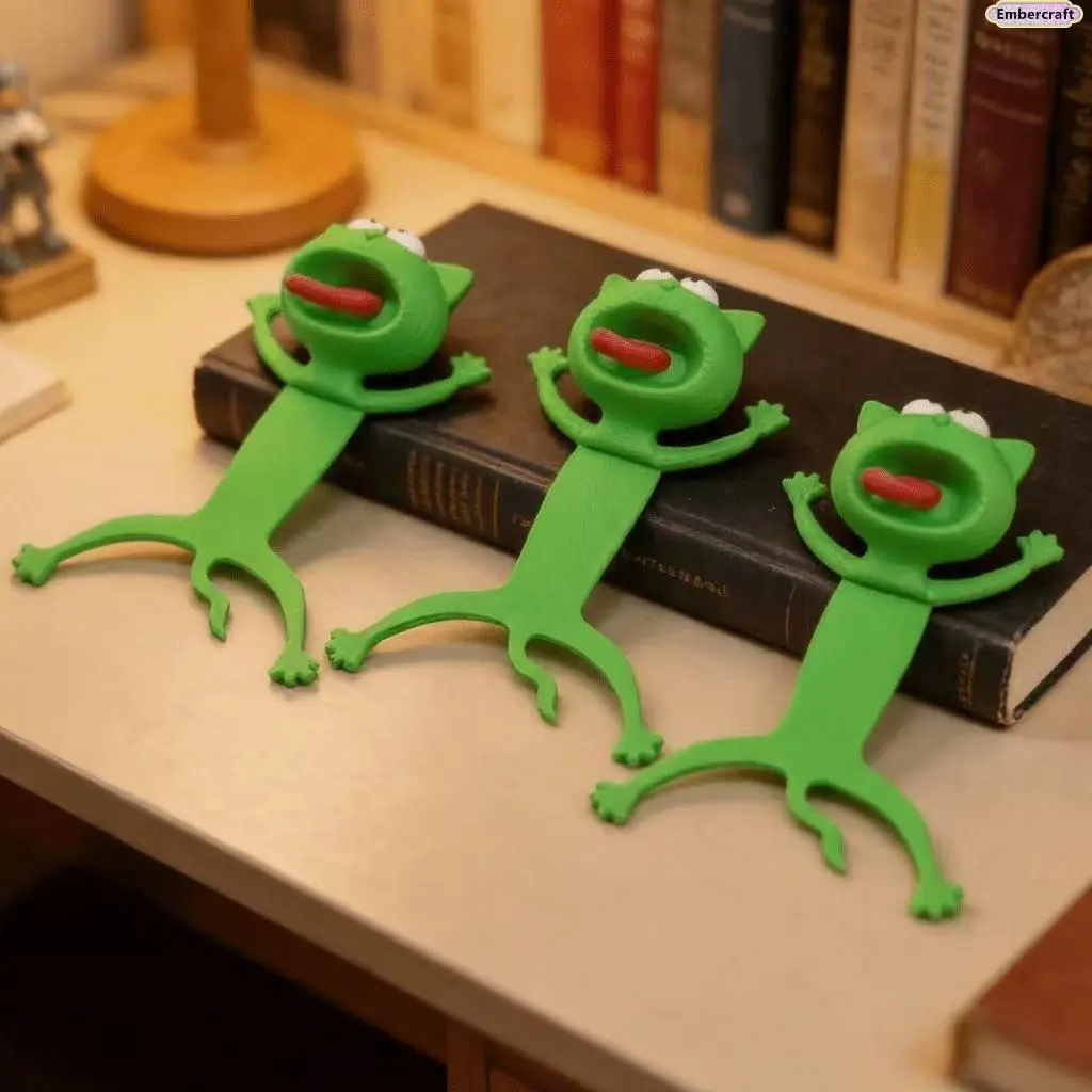 3D Printed Frog Bookmark, Cute Page Marker for Kids and Adults, Fun School Supply and Reading Gift Accessory, Booklet Stamps, Animal, Frog Form