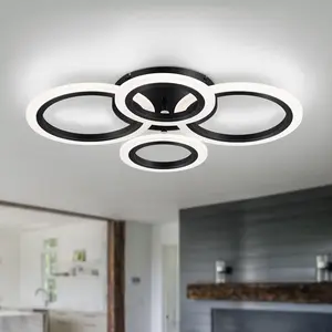 Modern LED Recessed Ceiling Light, 4-Ring Fixture, Ideal for Kitchen, Bedroom, Living Room, Laundry Room, 4000k Non-Adjustable