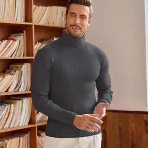 COOFANDY Mens Ribbed Slim Fit Knitted Pullover Casual Turtleneck Sweater