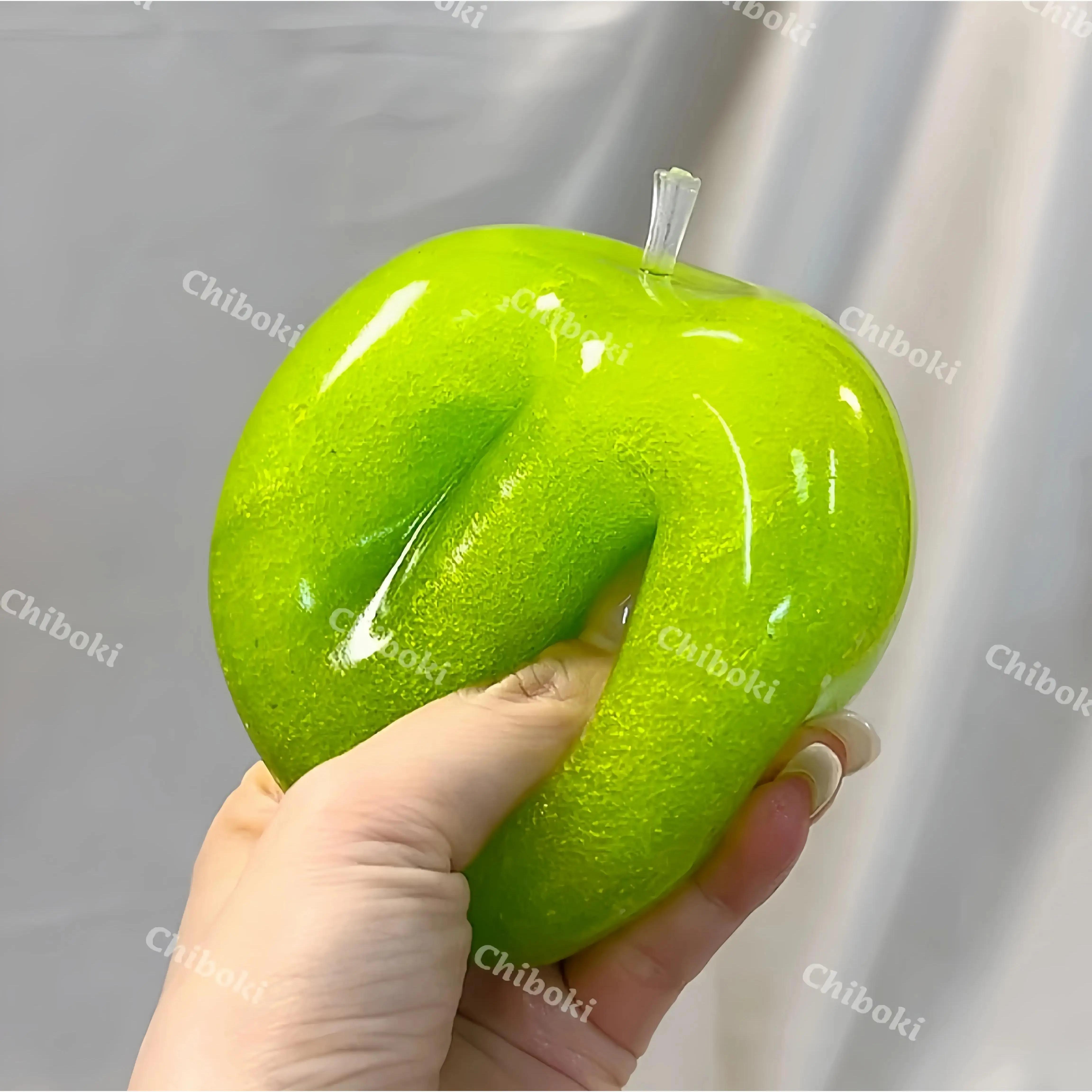 Green Apple Slushie Squishy Fidget Toy, Crunchy Moldable Non-Rebound Sensory Stress Reliever for Medium Grip Strength & Hand Therapy
