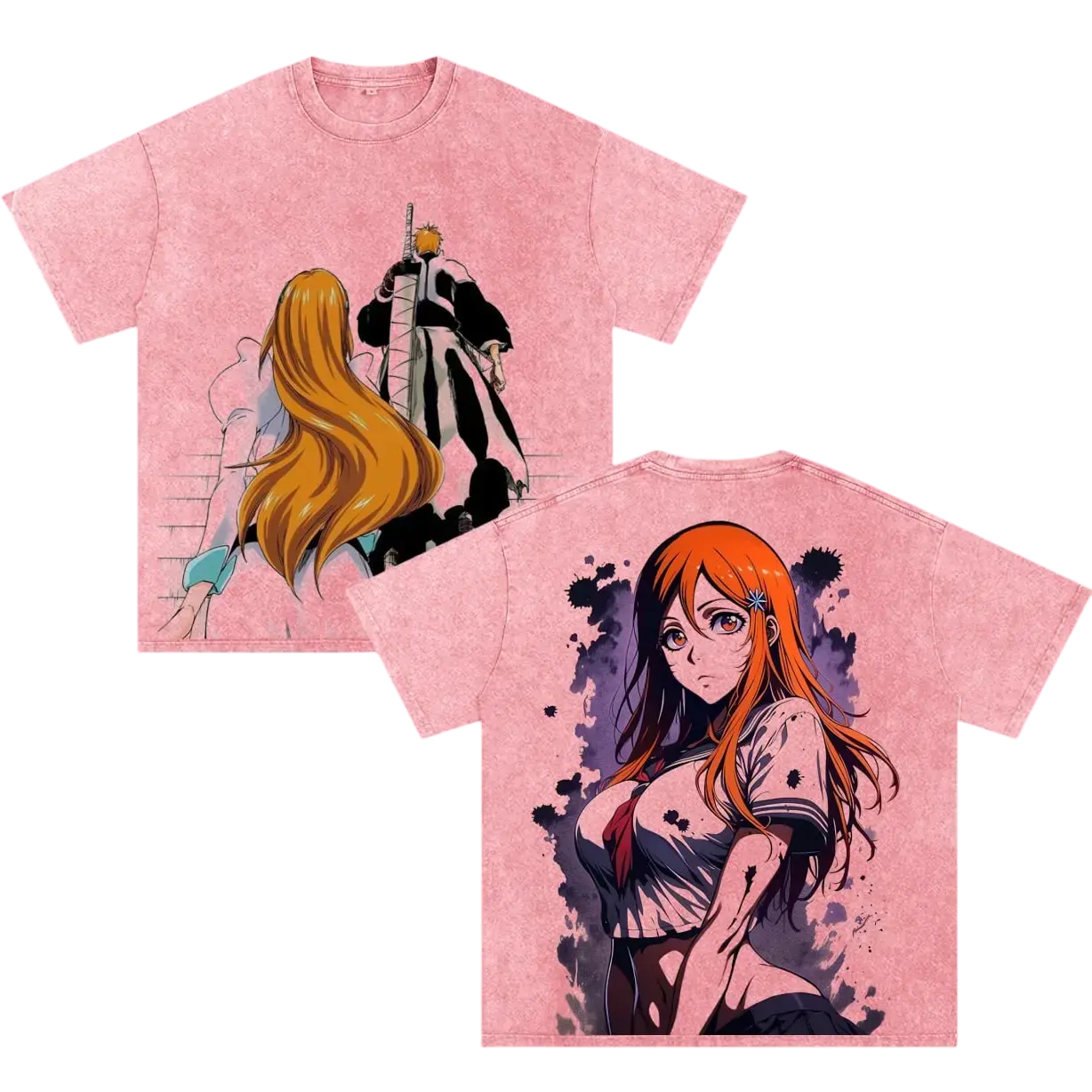 Orihime Inoue Bleach Ver2 Vintage Washed T-Shirt, Double Printed Anime Graphic Tee, Heavyweight Cotton Oversized Manga Streetwear Shirt, Unisex Anime Fan Gift