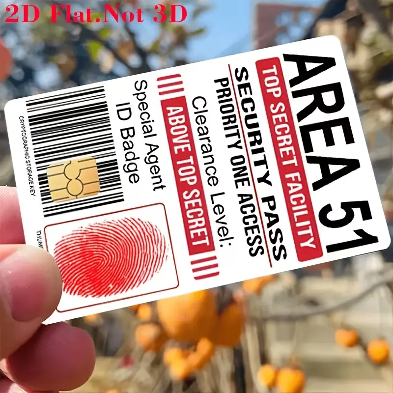 Area 51 Security Pass Credit Card Skin, Secret Access Badge Debit Card Sticker, Waterproof Vinyl Card Cover, Scratch Resistant Wallet Wrap