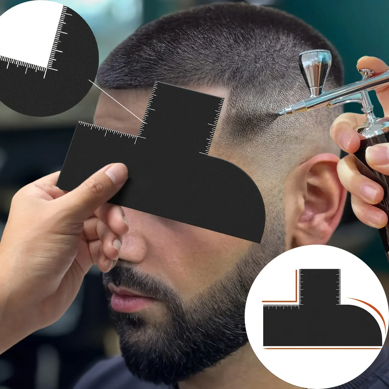 Color Enhancement Barber Card with Measurement Markings, Easy-To-Clean Hairline Template, Reusable Tool for Beard Shaping, Edge Hair Liner Card, Hair Styling Tools, Barber Accessories, Salon Supplies