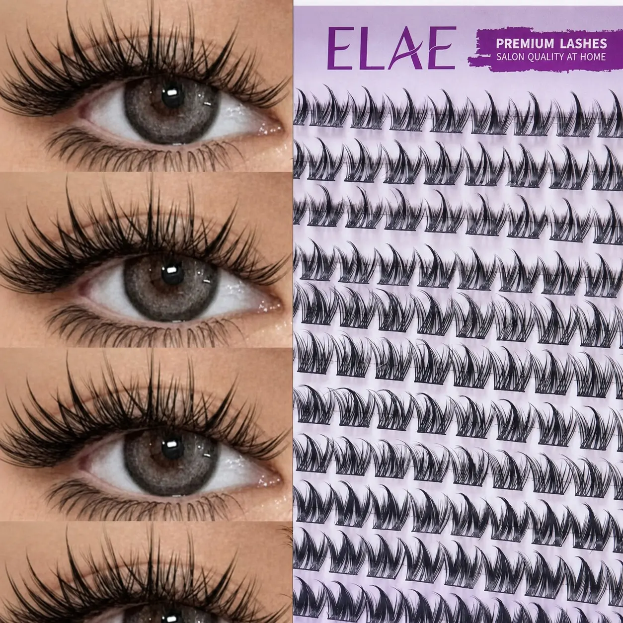 ELAE 120 Pcs Wispy Lash Clusters, Fluffy D Curl Individual Eyelash Extensions with Mixed Lengths for Daily Wear and At-Home Makeup