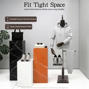 1* Male Adjustable-Height Dress Form with Steel Frame, Detachable Movable Arms, 1* 180° Tiltable Shoe Rest, Defined Height Range - Linen Mixed Materials Mannequin for Clothes Display Stores, Tailor Shop Clothing Display, Graduation Gift