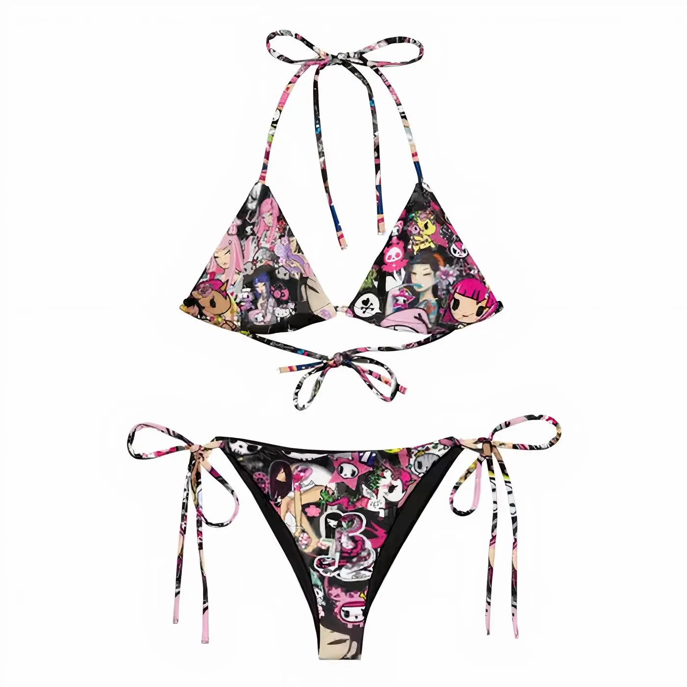 Rave Harajuku Cyber Kawaii Bikini: Y2K Recycled Fabric Swimsuit