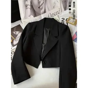 Women's Solid Color Lapel Collar Blazer, Casual Fashion Long Sleeve Outerwear for Work Office Business, Ladies Clothes for Fall & WinterGift