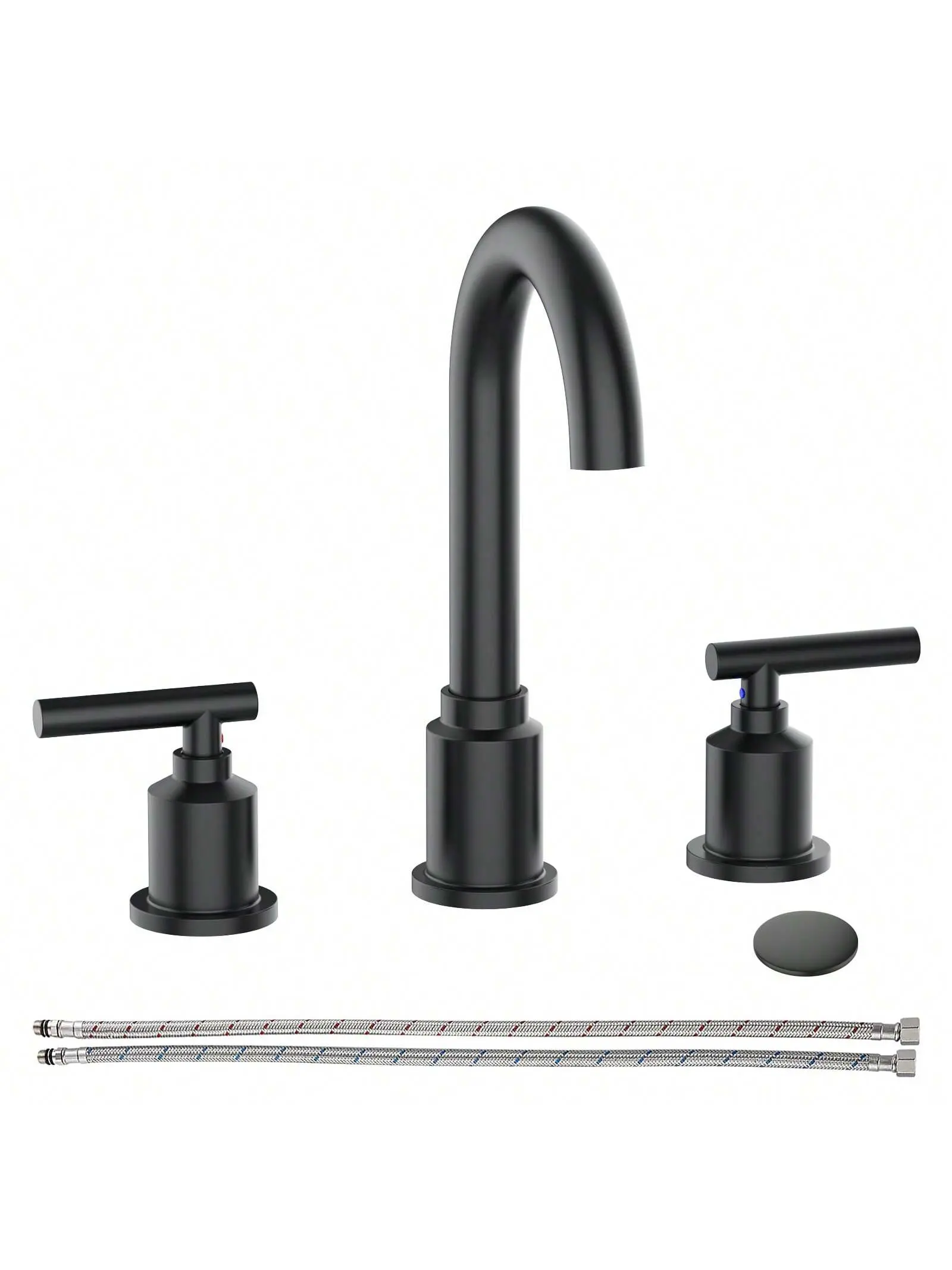 【Christmas Gift】8 Inch Bathroom Faucet, Brushed Gold Widespread Bathroom Sink Faucet, Bathroom Faucet For Sink 3 Hole With Stainless Steel Pop-Up Drain, Modern And Beautiful For Your Bathroom-Black/Sliver/Glod/Gray