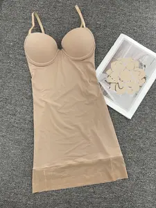 Women's Adjustable Strap Backless Shapewear Slip, Summer Clothes Women, Solid Underwire Fajas Colombianas Cami Dress, High Stretch Seamless Bodycon Shapewear for Summer, Tummy Tuck Garment