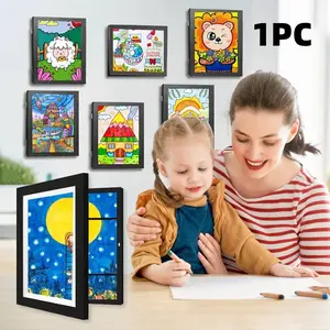 Kids Art Frames, 4×6/6×8/A4 Multi-Size Magnetic Front Opening Frame, Stackable Kids Artwork Display Storage Frame