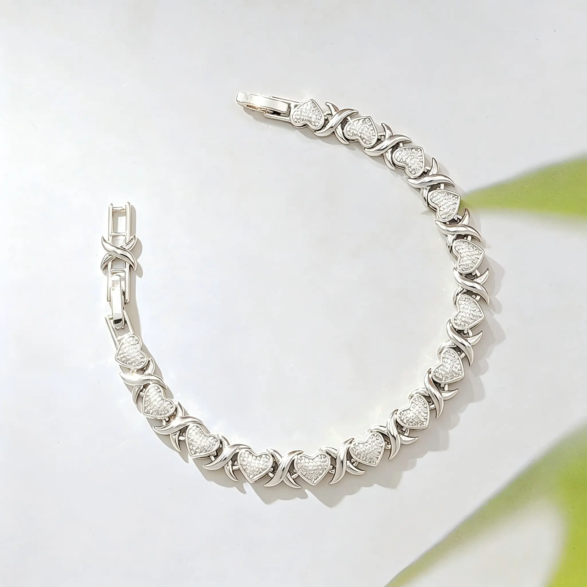 Elegant Double Ring Chain Silver‑Plated Bracelet, Smooth Polished Double Circle Link Wrist Bangle, Versatile Layering Jewelry Gift for Ladies Girls