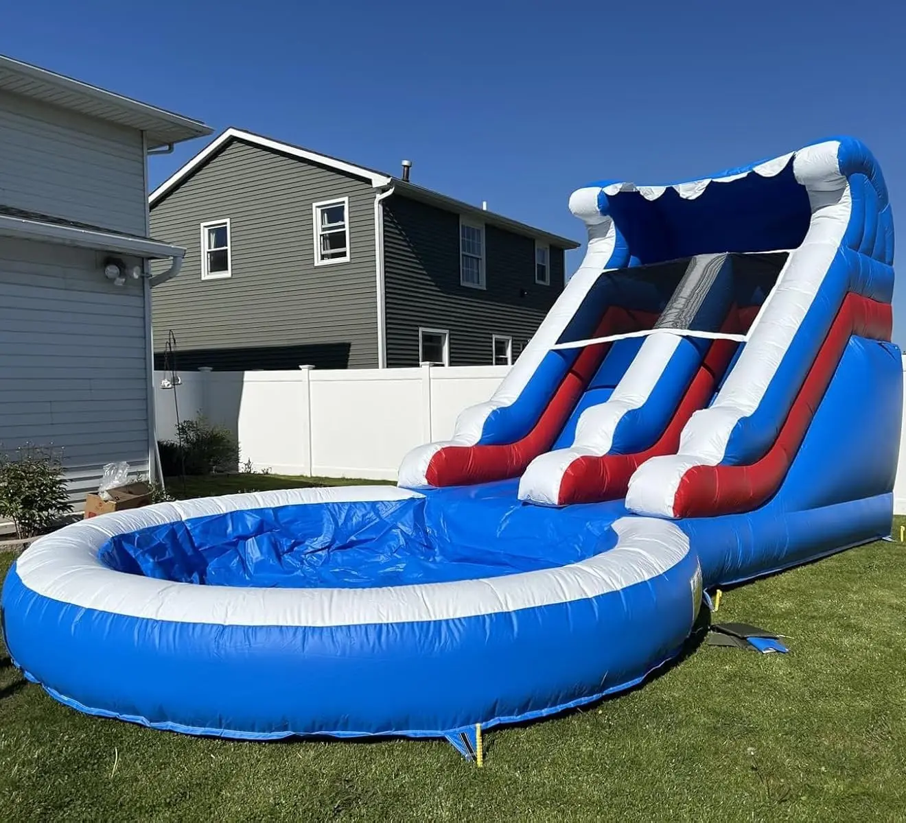 24FT(L) Commercial Inflatable Water Slide for Adults, Inflatable Water Slide for Big Kids 8-12, with Pool & 1100W Blower - 100% PVC Vinyl & Reinforced Strength, Backyard Summer Water Party Wet Dry