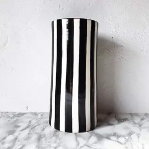 Casa Cubista Large Bold Stripe Vase in Black