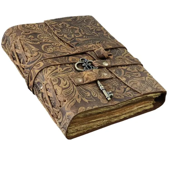 Vintage Leather Journal Handmade Bound Diary With Deckle Edge Page (5x7 Inch) 200 Pages