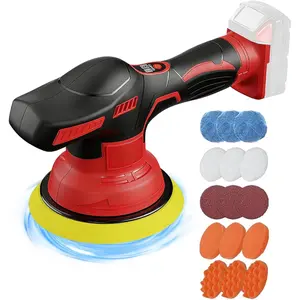 Buffer Polisher Kit For LI-ION Battery.6 Inch Orbital Buffer Polisher with 15pcs Polishing Accessories, 8 Variable Speed for Car Polishing/Waxing (NO Battery)