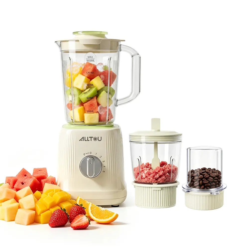 ALLTOU 3-in-1 Food Processor & Smoothie Blender, 5-Speed Blender with Pulse, Meat Grinder for Baby Food, Fresh Juice, Sauces, Fruits, Vegetables & Everyday Meal Prep