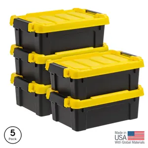 3 Gallons Plastic Storage Bins with Lids, Latching Totes, Heavy Duty Containers 5Pk unbranded