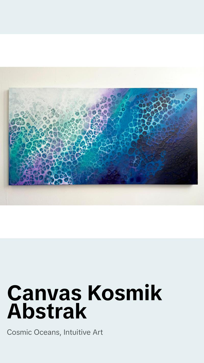 Divine Flow 24x48x1.25 Canvas Cosmic Oceans Abstract Artwork Hanging Wall Decor Satin Varnish Dripped Edges Signed Back Ready to Hang