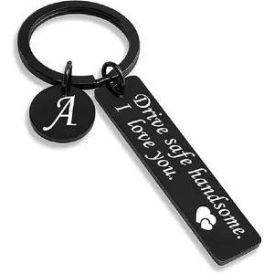 Drive Safe 26 Letters Keychain Birthday Valentines Day Gifts for Boyfriend Couple Husband Dad