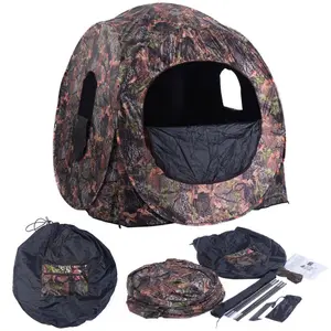Portable Pop up Ground Blind, 2-3 Person Camouflage, Waterproof, Quick Setup, Lightweight Blind for Deer Turkey Hunting summervibes Pop Up Tents Aluminum Frame Canopy
