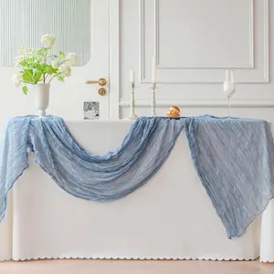 Dusty Blue Cheesecloth Table Runner Fall Autumn Decor 10ft Table Cloth for Wedding Party Baby Bridal Shower Birthday Halloween Thanksgiving Decoration