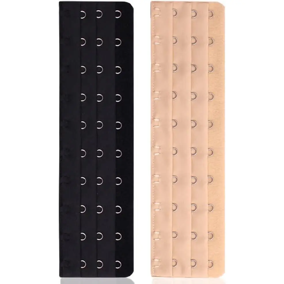 Corset Extender 10 Hooks - Bra Extender 10 Hook Pack of 2 Black&Light Beige Yifanyou Sports