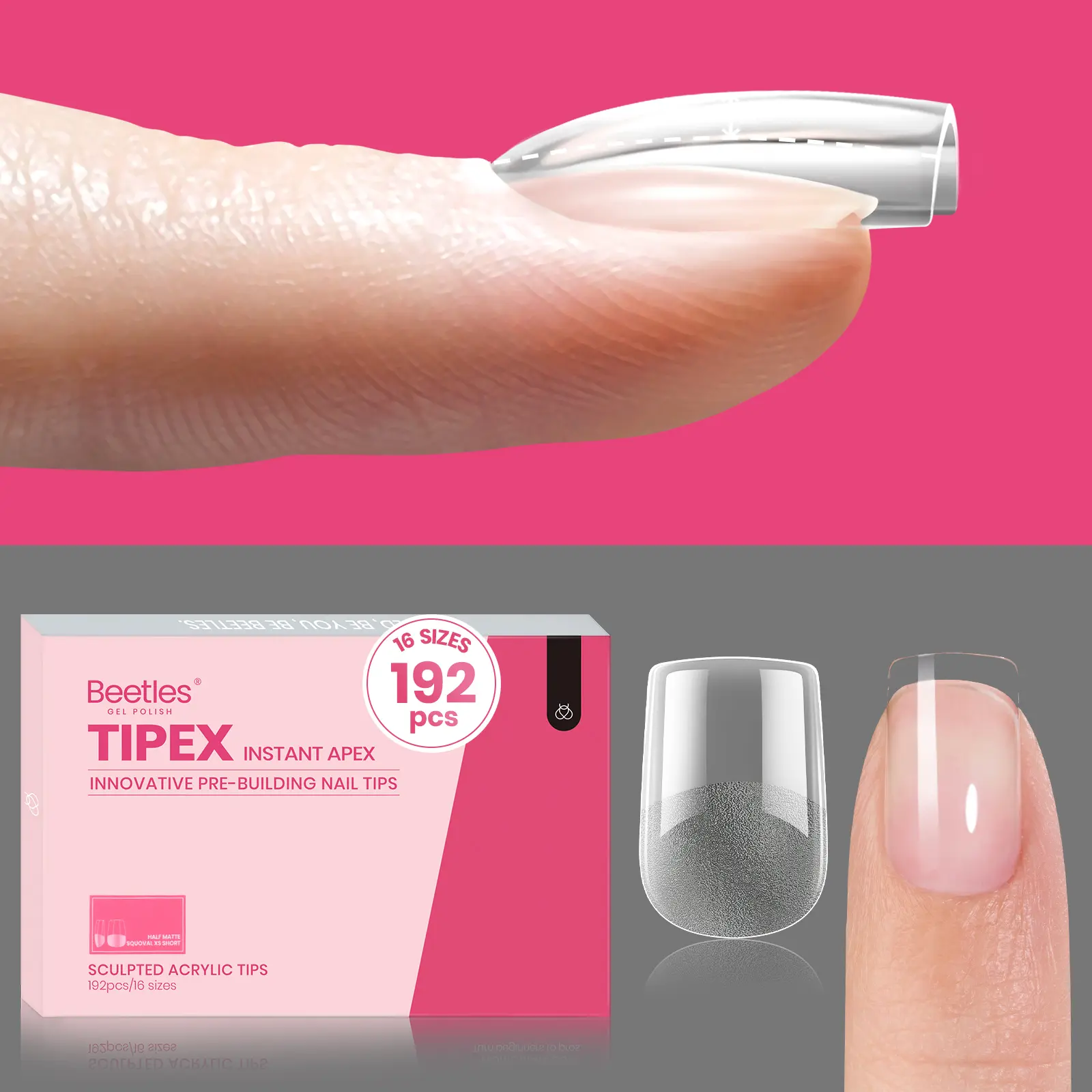 192pcs Extra Short Squoval（NO GLUE&Lamp）