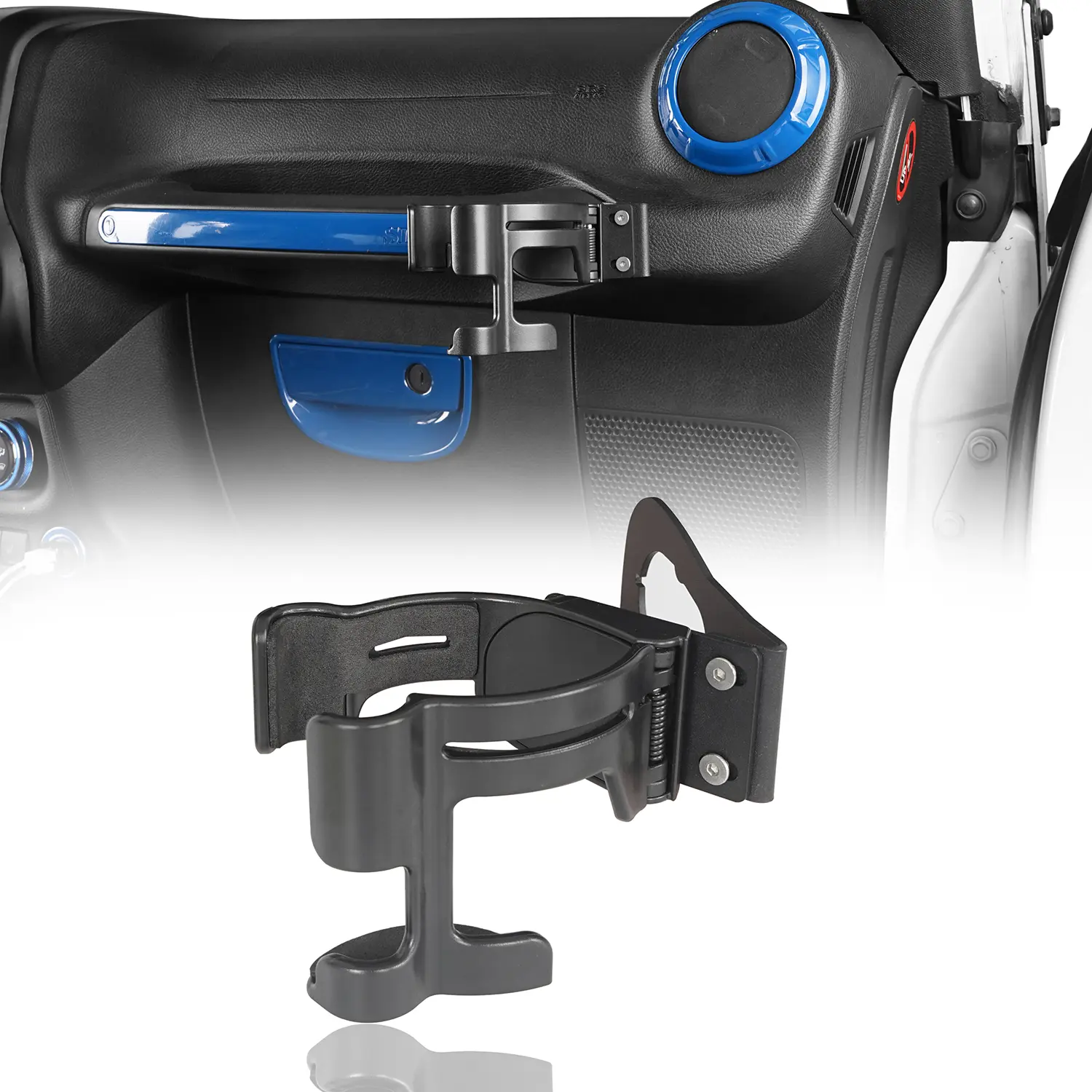 Hooke Road Multi-Function Drink Cup Holder Bracket for 2011-2018 Jeep Wrangler JK (Co-Pilot Side) Car Cup Mount