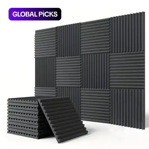 Soundproofing Foam Panels, 12/24pcs Flame-Retardant Sound Absorption Foam Panels, Wall Decorative Sound Insulation Foam Pads for Recording Studio #GLOBAL PICKS