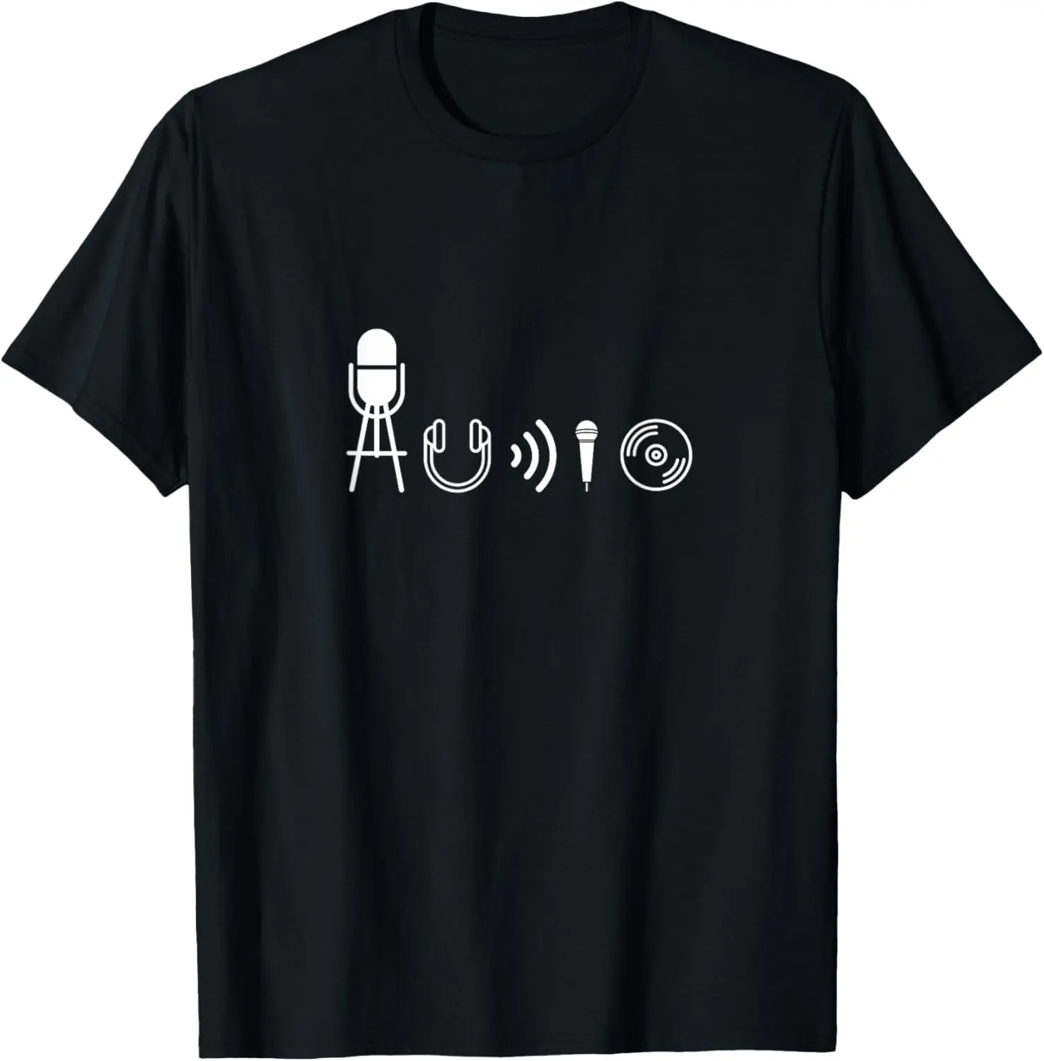 100% Cotton Top AUDIO Symbols from Sound, Music, Live Production, Engineer T-Shirt