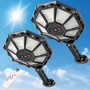 OKPRO Solar Lights Outdoor, 168LED 6500K Flood Light Dusk to Dawn, 8 Sides Solar Outdoor Lights with Motion Sensor, IP66 Waterproof Solar Street Lights Outdoor for Yard, Pools