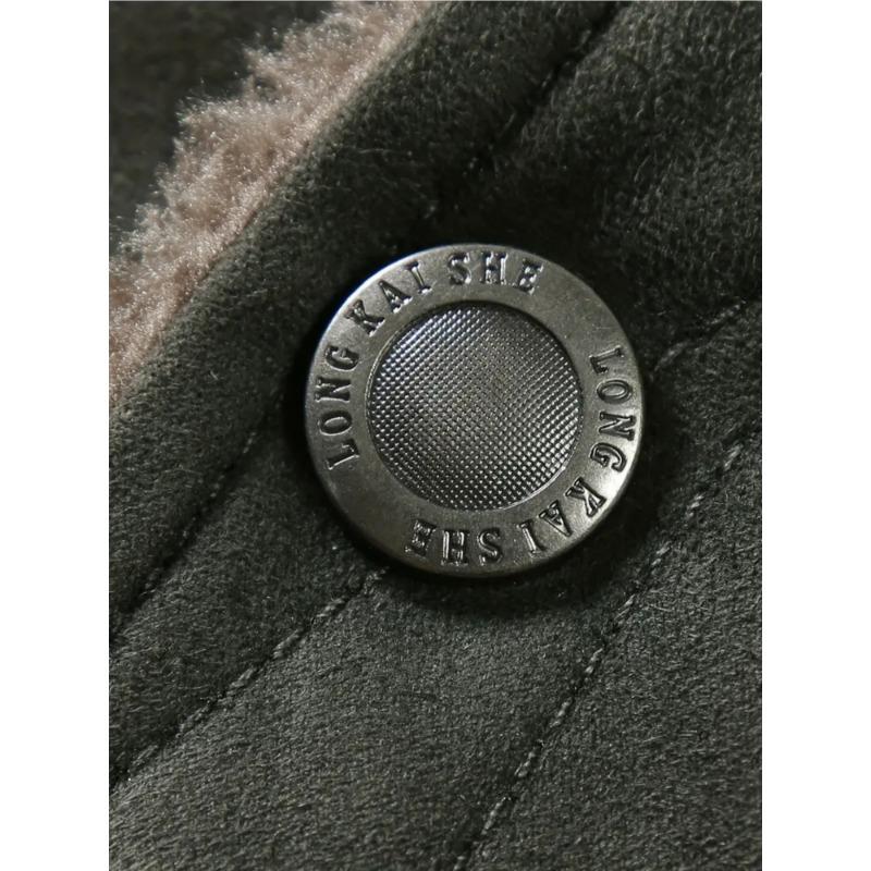 Warm fleece bomber jacket, men's casual roll-lapel button-down jacket jacket for autumn and winter