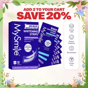 MySmile Non-Slip Teeth Whitening Strips - Enamel Safe & Sensitivity Free - Not Purple Strip(7/14/21 Treatments)