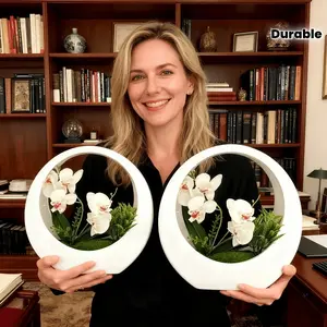 1 Piece - Simulated Butterfly Orchid Plant + White Moon Pot - Lifelike Artificial Flowers - Desk Centerpiece Decor, Suitable for Birthdays, Weddings, Home, Office, Valentine's Day, Durable Plastic, Home Decor Accessory, Home Decor