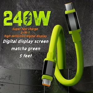 PD 240W Quick Charging Cable Type-C to Type-C Charging Cable PD3.1 High-Speed Data Transfer Cable for Fast and Safe Charging, Smooth Surface Design | Durable Silicone Material Type C Charger