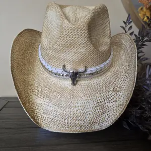Western Hat // Rhinestone Floral Embroidery  Band  Vintage Western Cowboy Hat