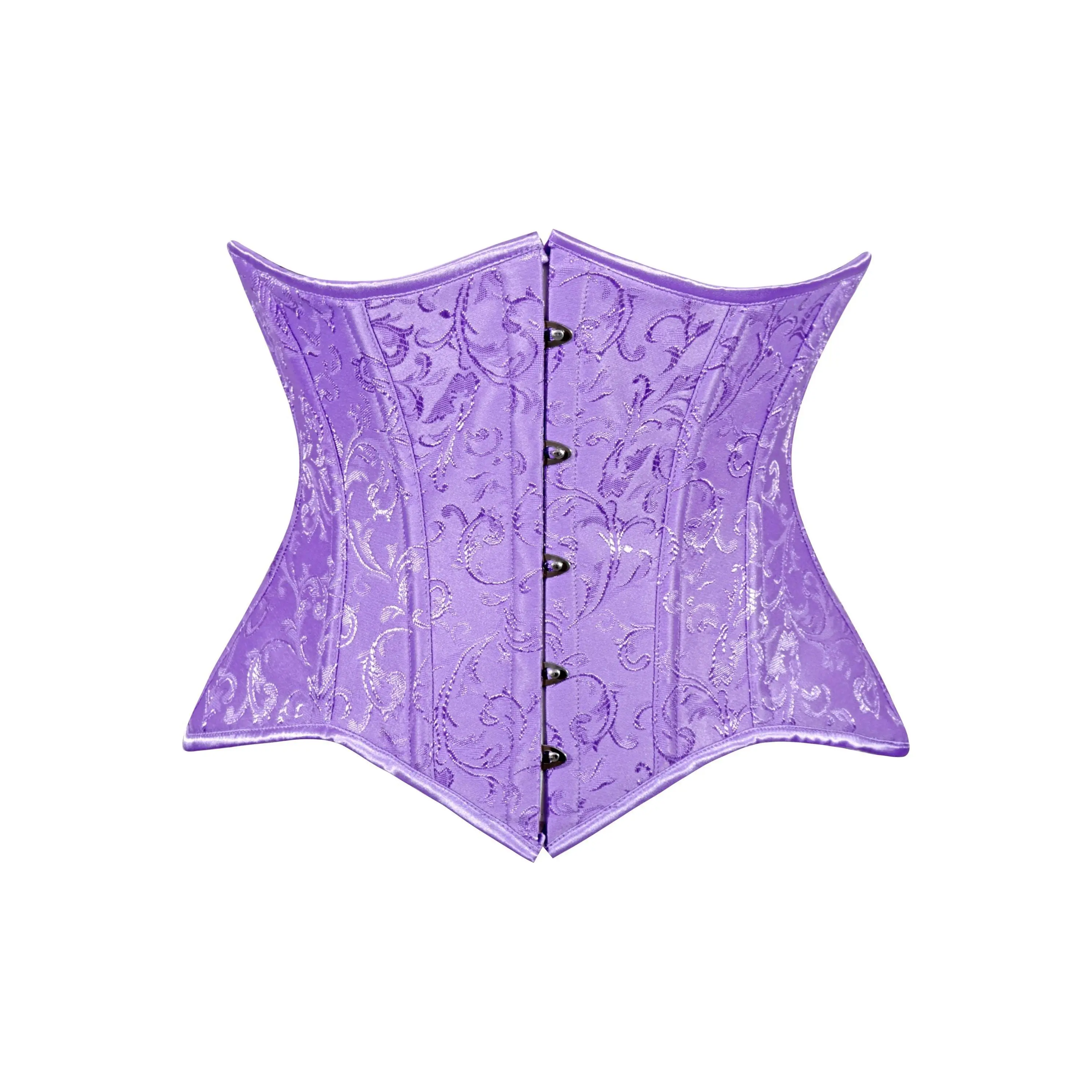Lavish Lt Purple Brocade Waist Cincher Under Bust Corset w/Front Busk Closure