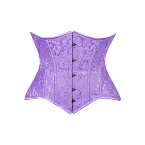 Lavish Lt Purple Brocade Waist Cincher Under Bust Corset w/Front Busk Closure