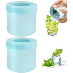 Small ice maker cup cylinder silicone ice cube molds mini ice maker cube tray decompress ice lattice ice cube trays for freezer 60 ice cubes easyrelease 2pcs