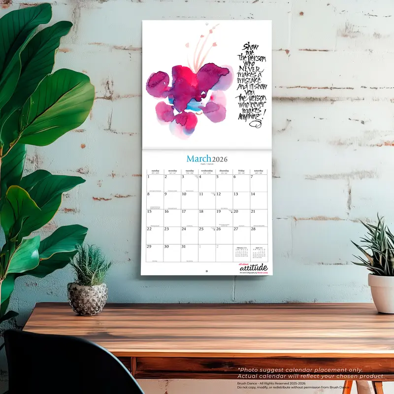 All About Attitude | 2026 12 x 24 Inch (Hanging) Monthly Square Wall Calendar | Featuring the Artwork of Renee Locks | Plastic-Free | Brush Dance | Art Paintings Inspiration Motivation 4