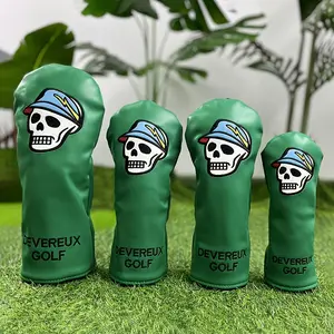 Creative Skull Pattern Golf Club Head Cover, 1/4 Counts Waterproof Golf Club Head Cover, Golf Accessories for Men & Women