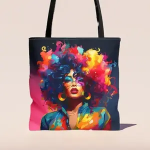 Rainbow Diva Tote Bag, African American Bag, Tote for Black Women, Black Woman Bag, Travel Pouch, Gift for Black Women