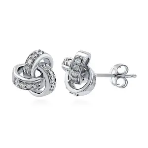 Love Knot CZ Stud Earrings in Sterling Silver